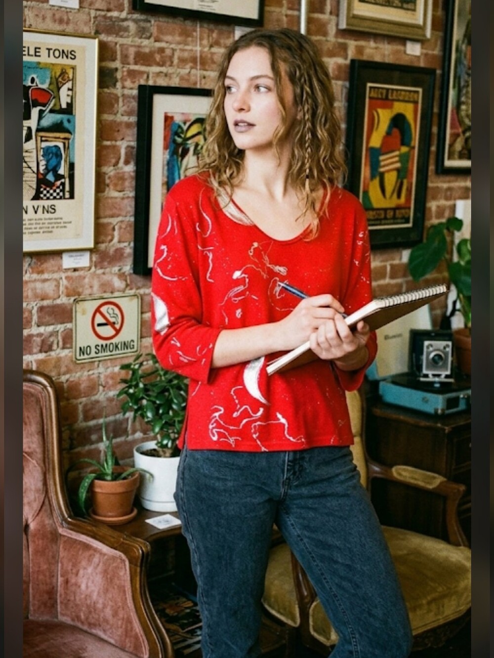 Valentina Artsy Tee Womens M 80s 90s #7900